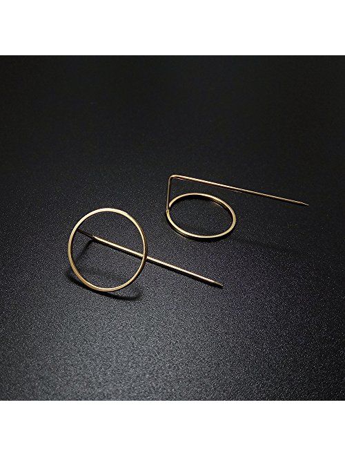 YUELILI Geometric Modeling Simple Golden Earrings Girl Woman