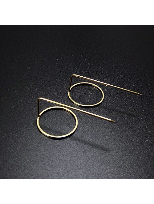 YUELILI Geometric Modeling Simple Golden Earrings Girl Woman