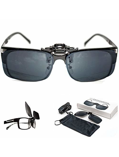 Polarized Clip-on Driving Sunglasses with Flip Up, Anti-Reflective UV400, Large