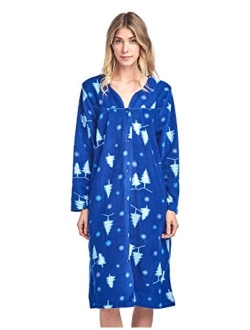 Casual Nights Women's Printed Fleece Snap-Front Lounger House Dress