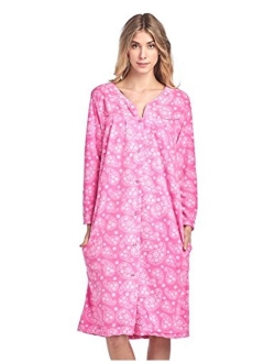 Casual Nights Women's Printed Fleece Snap-Front Lounger House Dress