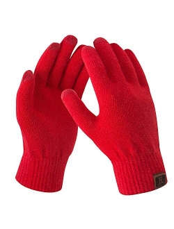 Women's Winter Touchscreen Stretch Thermal Magic Gloves Warm Wool Knitted Thick Fleece Lined Texting Gloves for Women