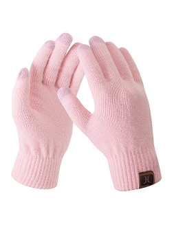 Women's Winter Touchscreen Stretch Thermal Magic Gloves Warm Wool Knitted Thick Fleece Lined Texting Gloves for Women