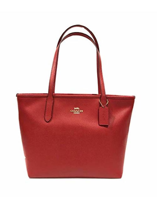 COACH Crossgrain Leather Zip Tote True Red One Size