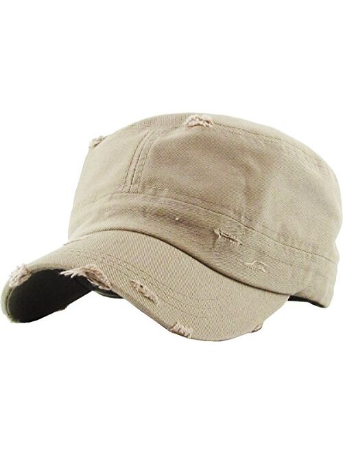 Vintage Distressed Cadet Army Cap Basic Everyday Military Style Hat