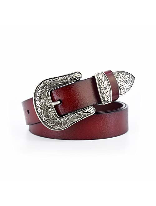 Women Leather Belts Vintage Designer Western Waist Fossil Dress Belts for Women Jeans Genuine Slim Pants Waistband Sash