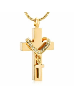 Stainless Steel Cross Memorial Cremation Ashes Urn Pendant Necklace Keepsake Jewelry Urn