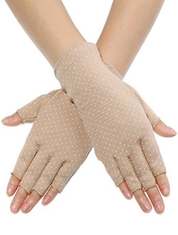 Maxdot Sunblock Fingerless Gloves Non-slip UV Protection Driving Gloves Summer Outdoor Gloves for Women and Girls