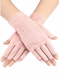 Maxdot Sunblock Fingerless Gloves Non-slip UV Protection Driving Gloves Summer Outdoor Gloves for Women and Girls