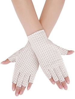 Maxdot Sunblock Fingerless Gloves Non-slip UV Protection Driving Gloves Summer Outdoor Gloves for Women and Girls