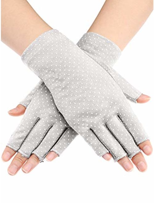 Maxdot Sunblock Fingerless Gloves Non-slip UV Protection Driving Gloves Summer Outdoor Gloves for Women and Girls