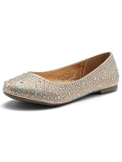 Women's Vicky Round Toe Jeweled Embellishments Rhinestone Ballet Flats Shoes