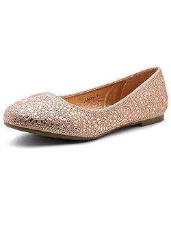 Women's Vicky Round Toe Jeweled Embellishments Rhinestone Ballet Flats Shoes