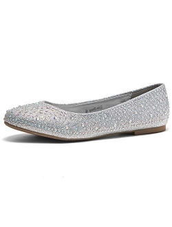 Women's Vicky Round Toe Jeweled Embellishments Rhinestone Ballet Flats Shoes