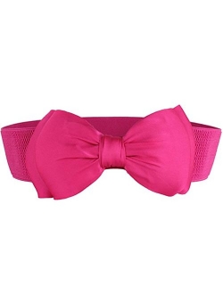 SportsWell Women's Fashionable Bowknot Wide Belt Girls Lady Stretch Cinch