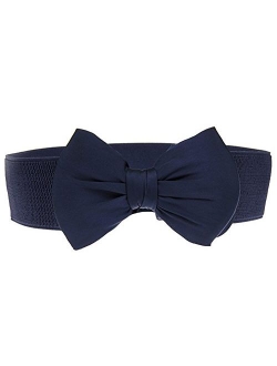 SportsWell Women's Fashionable Bowknot Wide Belt Girls Lady Stretch Cinch