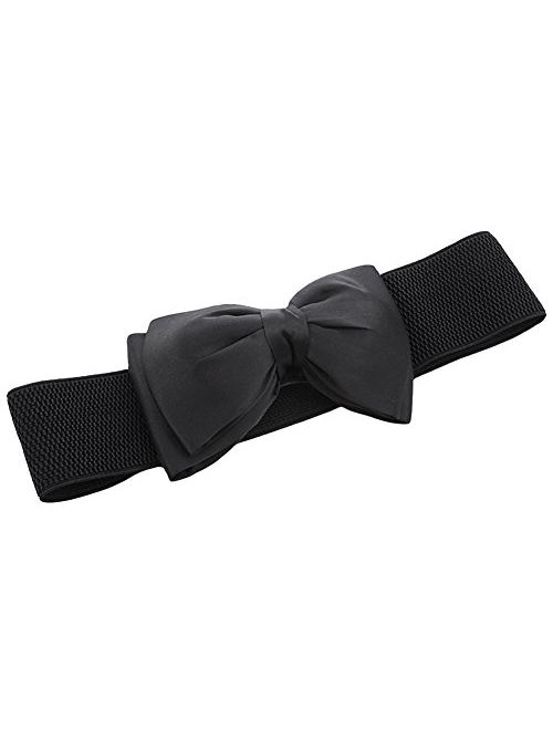 SportsWell Women's Fashionable Bowknot Wide Belt Girls Lady Stretch Cinch