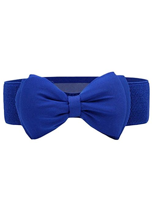 SportsWell Women's Fashionable Bowknot Wide Belt Girls Lady Stretch Cinch