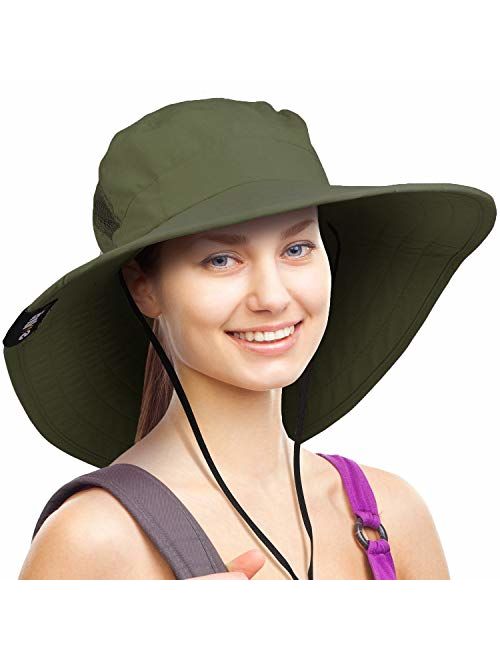 Wide Brim Sun Hat Outdoor UV Protection Safari Cap for Women