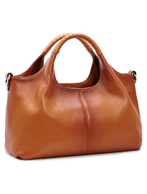 Iswee Womens Genuine Leather Handbags Tote Bag Shoulder Bag Top Handle Satchel Designer Ladies Purse Hobo Crossbody Bags