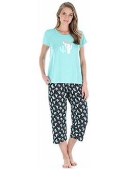 Sleepyheads Women's Sleepwear Jersey Lightweight Capri Pajama Set