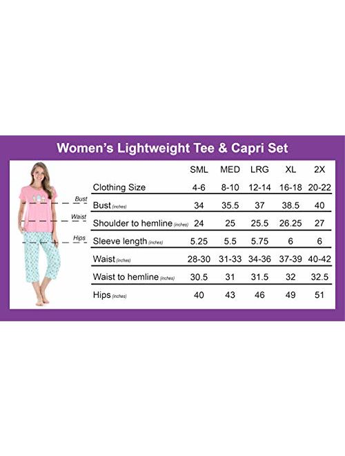 Sleepyheads Women's Sleepwear Jersey Lightweight Capri Pajama Set