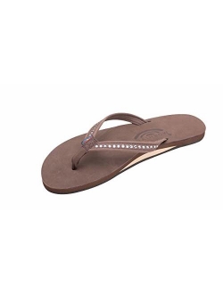 Rainbow Sandals Women's Single Layer Premier Leather w/Swarovski Crystal Narrow Strap