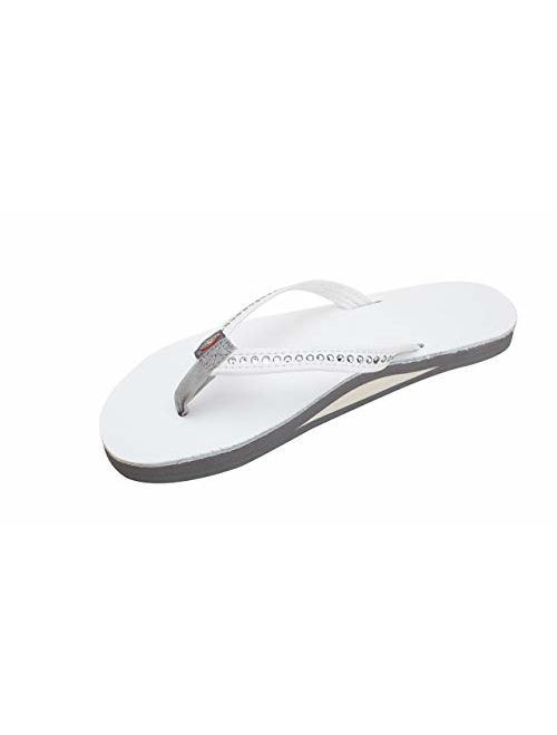 Rainbow Sandals Women's Single Layer Premier Leather w/Swarovski Crystal Narrow Strap