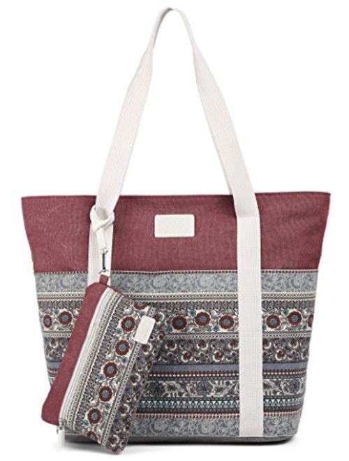 ArcEnCiel Canvas Tote Womens Shoulder Handbag with Purse