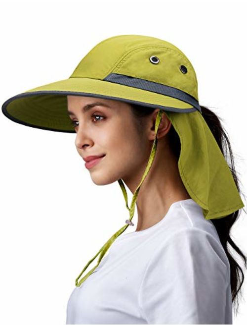 Buy Camptrace Safari Sun Hats for Women Wide Brim Fishing Sun Hat with Neck  Flap Ponytail Packable Summer Cooling Sun UPF Protection for Hiking Hunting  Camping Outdoor Cap online