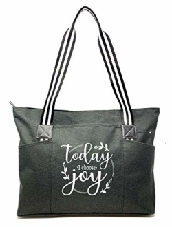 Large Inspirational Zippered Tote Bags with Pockets for Women - Perfect for Work, Gifts, Church, Travel