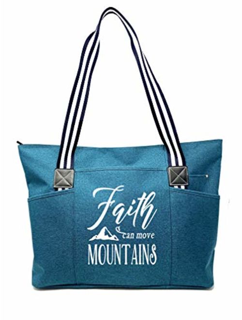 Large Inspirational Zippered Tote Bags with Pockets for Women - Perfect for Work, Gifts, Church, Travel