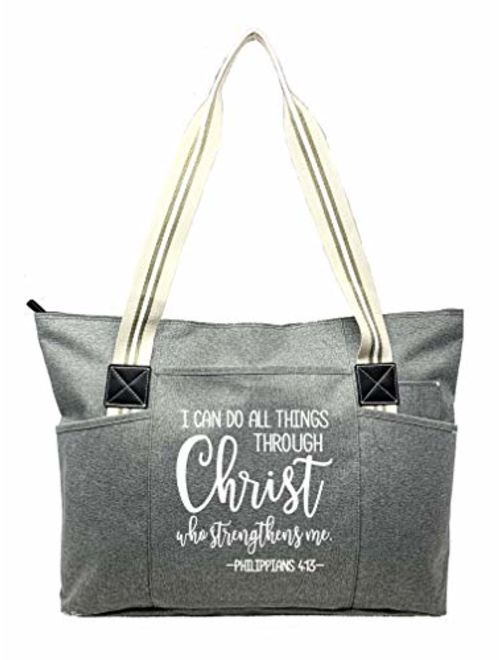 Large Inspirational Zippered Tote Bags with Pockets for Women - Perfect for Work, Gifts, Church, Travel