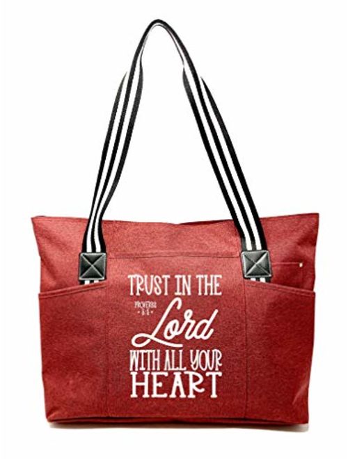 Large Inspirational Zippered Tote Bags with Pockets for Women - Perfect for Work, Gifts, Church, Travel