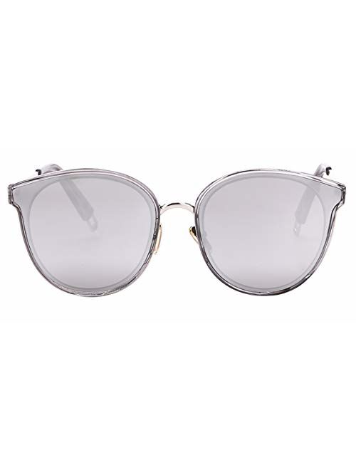 Oversized Sunglasses for Women, Round Mirroed lens U117