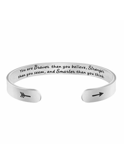 Joycuff Inspirational Mantra Cuff Bracelets for Women Friend Encouragement Gift for Her Personalized Birthday Jewelry