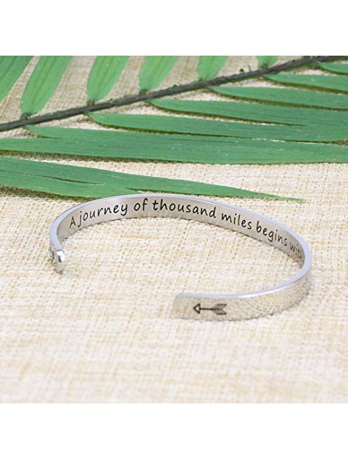 Joycuff Inspirational Mantra Cuff Bracelets for Women Friend Encouragement Gift for Her Personalized Birthday Jewelry