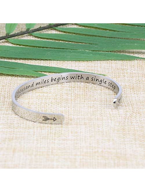 Joycuff Inspirational Mantra Cuff Bracelets for Women Friend Encouragement Gift for Her Personalized Birthday Jewelry