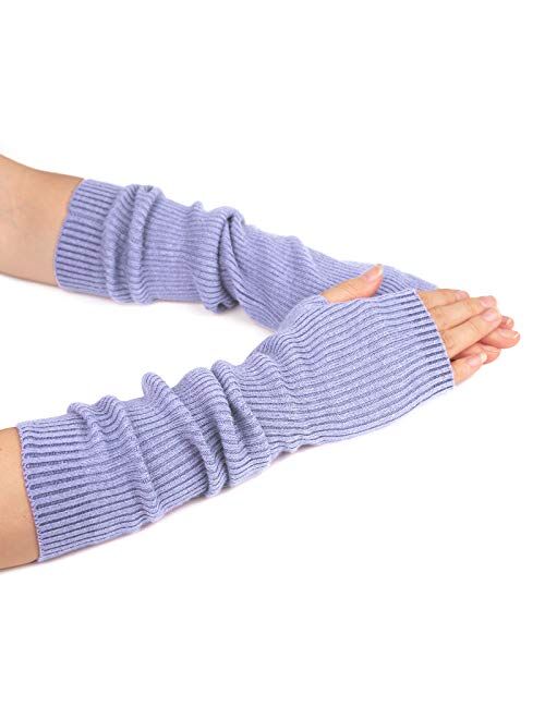 Flammi Women's Knit Arm Warmer Gloves Warm Cashmere Long Fingerless Mittens with Thumb Hole