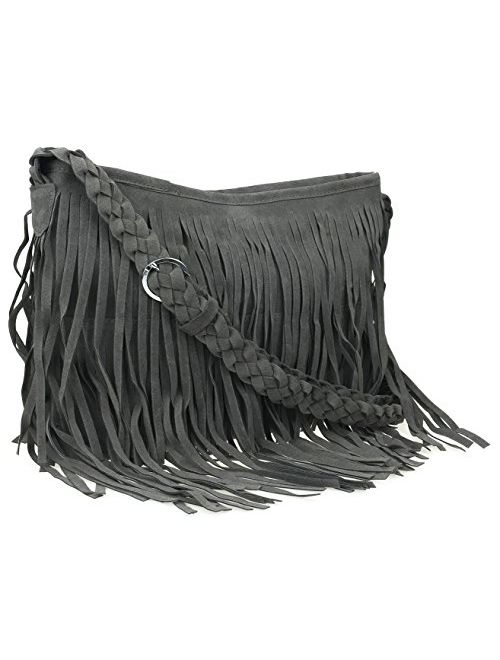 Ayliss Hippie Suede Fringe Tassel Messenger Bag Women Hobo Shoulder Bags Crossbody Handbag