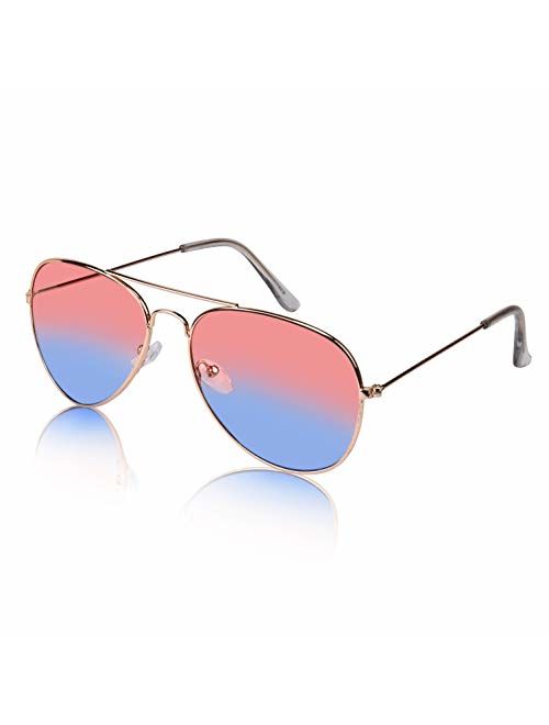 Sunny Pro Aviator Sunglasses Colored Tinted Lens Glasses Metal UV400 Protection