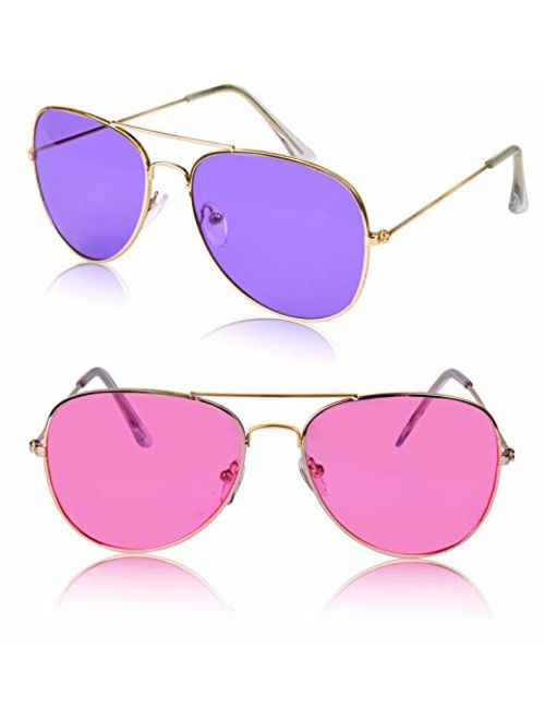 Sunny Pro Aviator Sunglasses Colored Tinted Lens Glasses Metal UV400 Protection