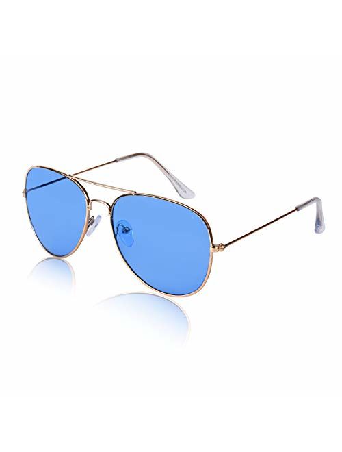 Sunny Pro Aviator Sunglasses Colored Tinted Lens Glasses Metal UV400 Protection