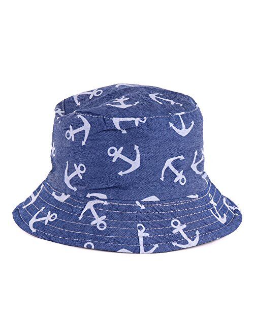 BYOS Packable Reversible Black Printed Fisherman Bucket Sun Hat, Many Patterns