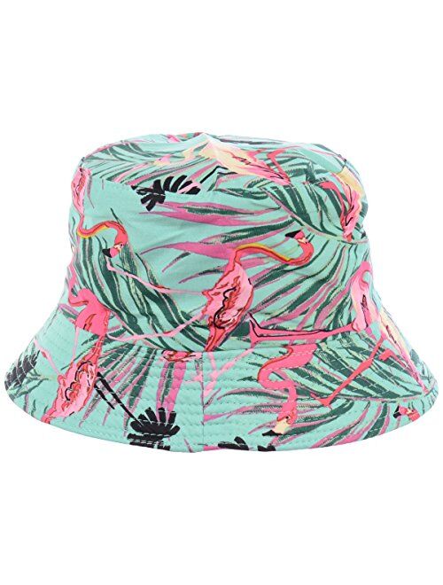 BYOS Packable Reversible Black Printed Fisherman Bucket Sun Hat, Many Patterns