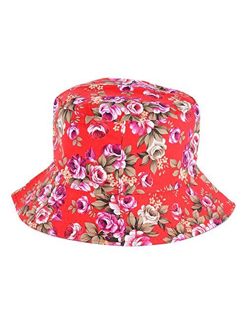 BYOS Packable Reversible Black Printed Fisherman Bucket Sun Hat, Many Patterns