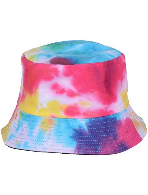 BYOS Packable Reversible Black Printed Fisherman Bucket Sun Hat, Many Patterns