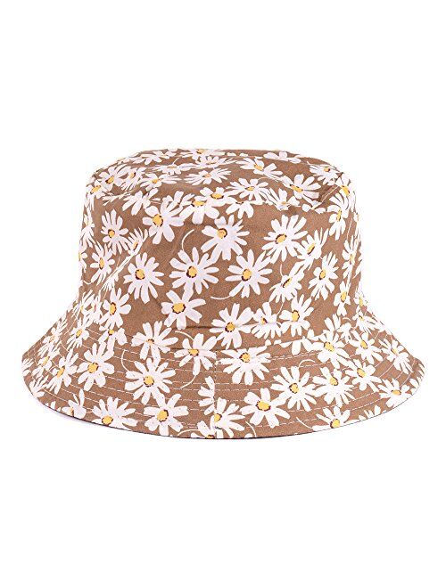 BYOS Packable Reversible Black Printed Fisherman Bucket Sun Hat, Many Patterns