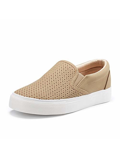 JENN ARDOR Womens Fashion Sneakers Perforated Slip on Flats Comfortable Walking Casual Shoes