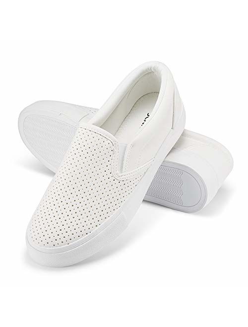 JENN ARDOR Womens Fashion Sneakers Perforated Slip on Flats Comfortable Walking Casual Shoes